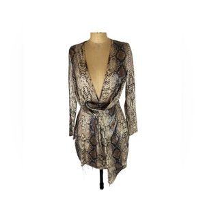 MissGuided Python Sequin Deep V-Neck Mini Dress Size 6